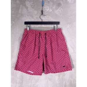 Solid & Striped Swim Trunks Mens Medium Red Geometric Drawstring Board Shorts